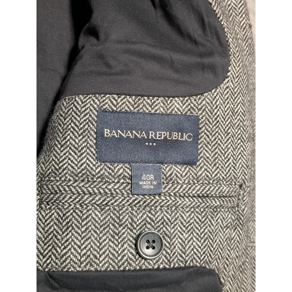 Banana Republic Men's Gray Wool Blend Military Epaulette Jacket Blazer Size 40R